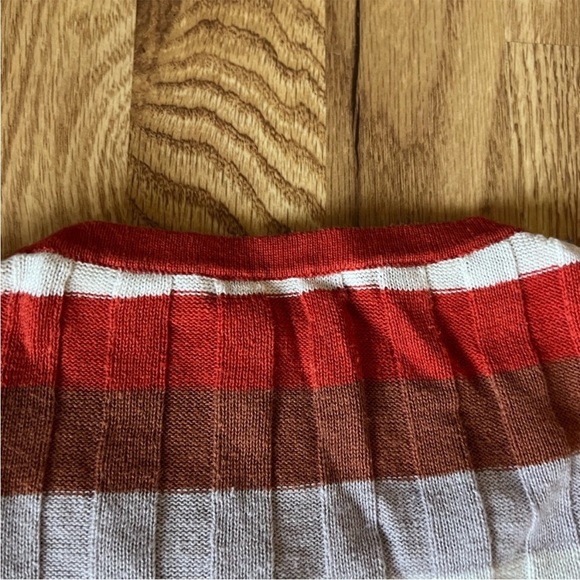 Striped Long Sleeve Top - Red, White, and Brown - Picture 8 of 9